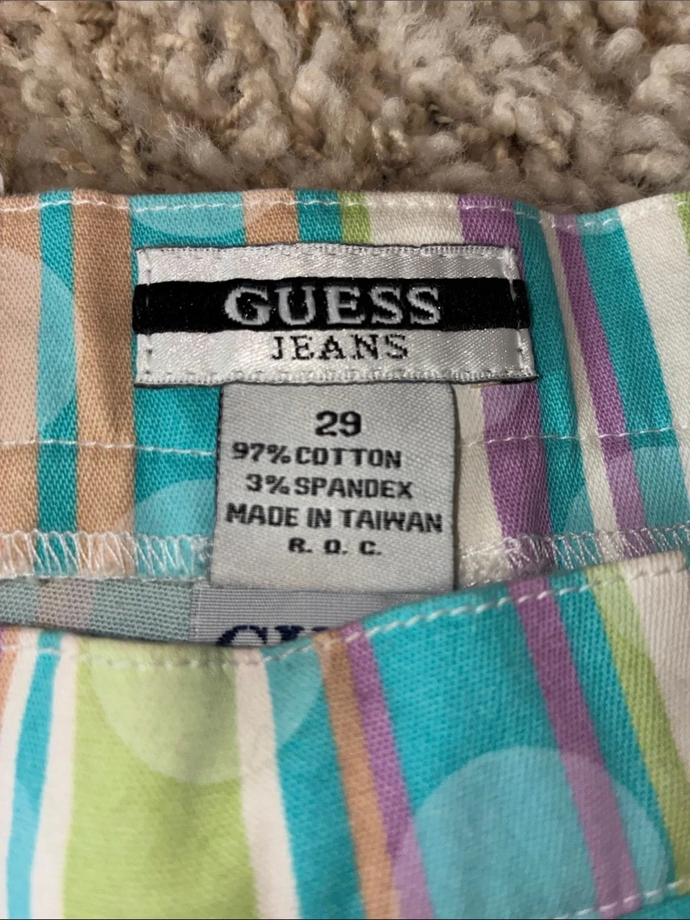 GUESS Striped Pastel Cotton Blend Women's Shorts